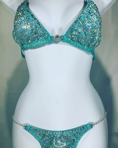 Tiffany Blue Rhinestone Crystal Bikini